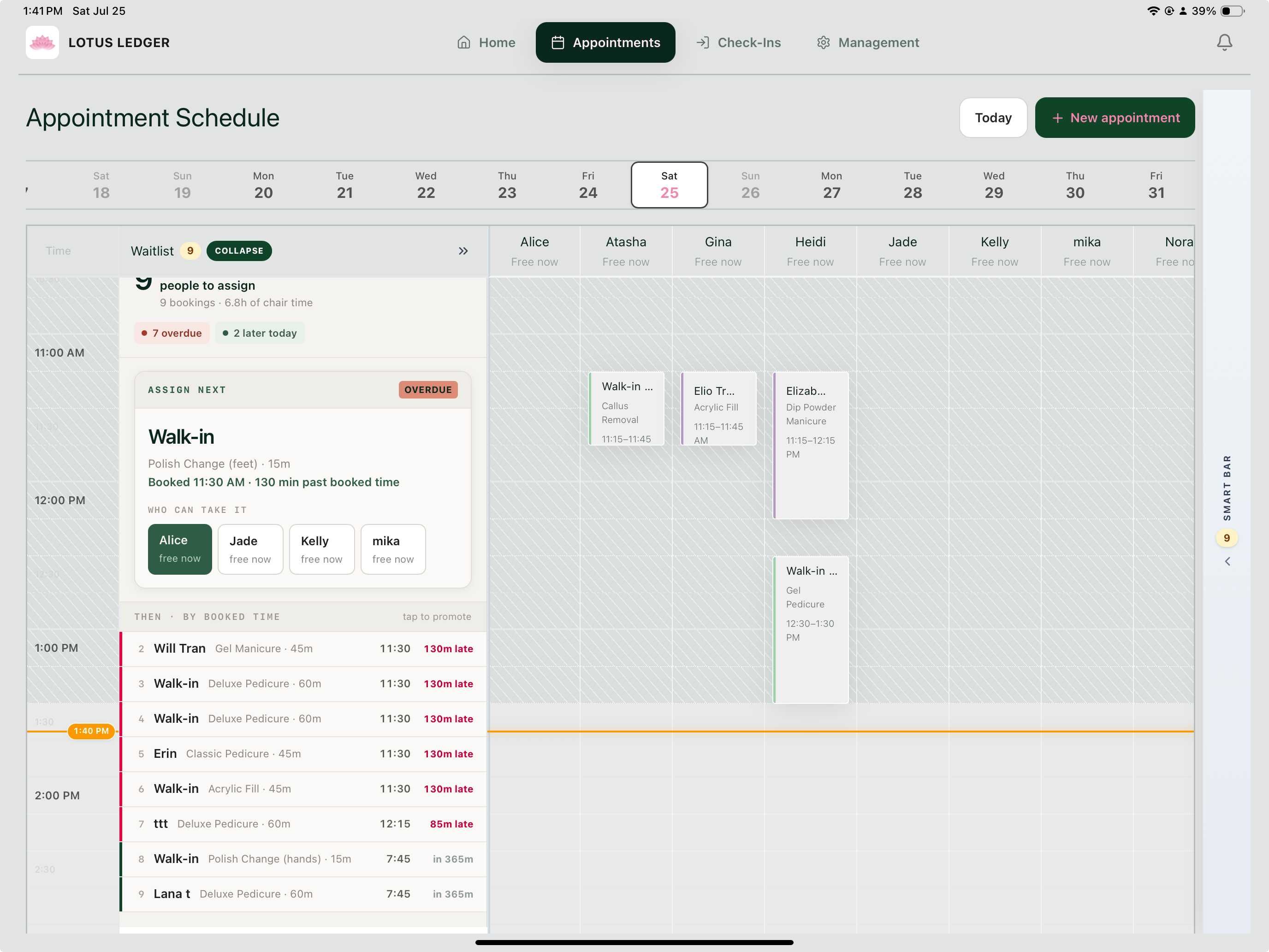Appointment schedule with smart waitlist
