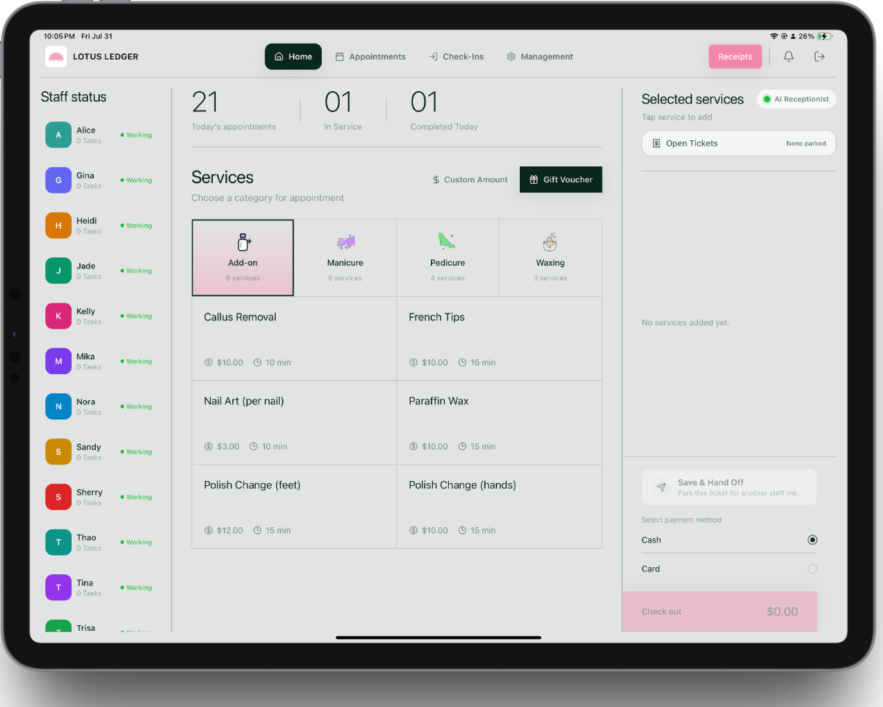Lotus Ledger app on iPad